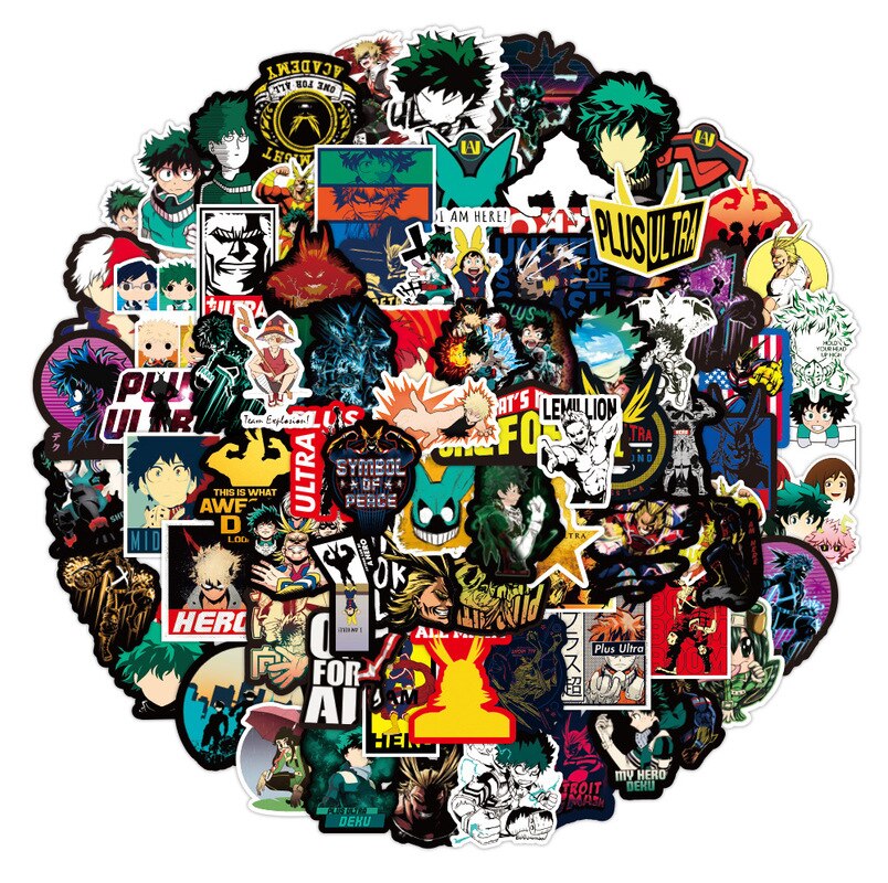 100pcs My Hero Academia Stickers Classic Japan Anime Sticker Modern Popular Laptop Luggage Car Skateboard Phone Decal