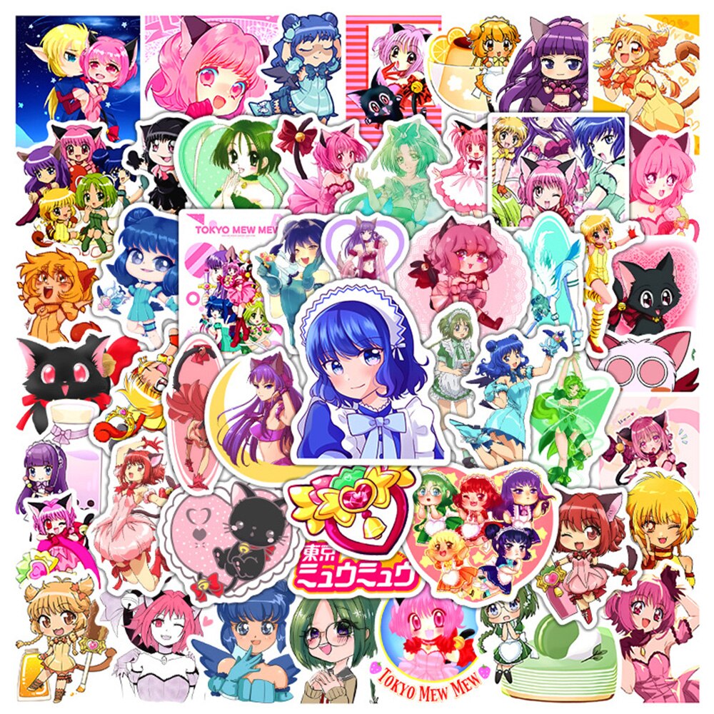 10/30/50PCS Cute Girl Tokyo Mew Mew Anime Cartoon Stickers DIY Laptop Luggage Skateboard Graffiti Decals Sticker for Kid Toys