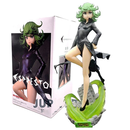 22CM Figure Anime ONE PUNCH-MAN Tatsumaki Shivering Sexy Black Dress Standding Pose Dolls Toy Gift Collect PVC Material