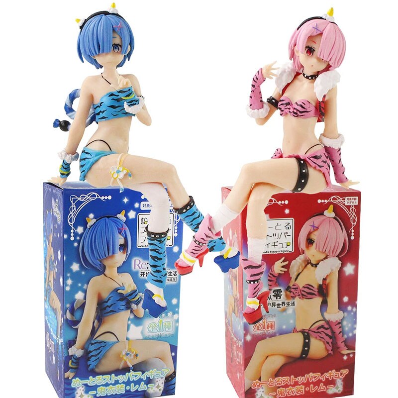 16CM Rem Ram Figure Anime RE: Zero-Starting Life in Another World Sexy Leopard Print Clothes Model Dolls Toy Girls Gift Collect