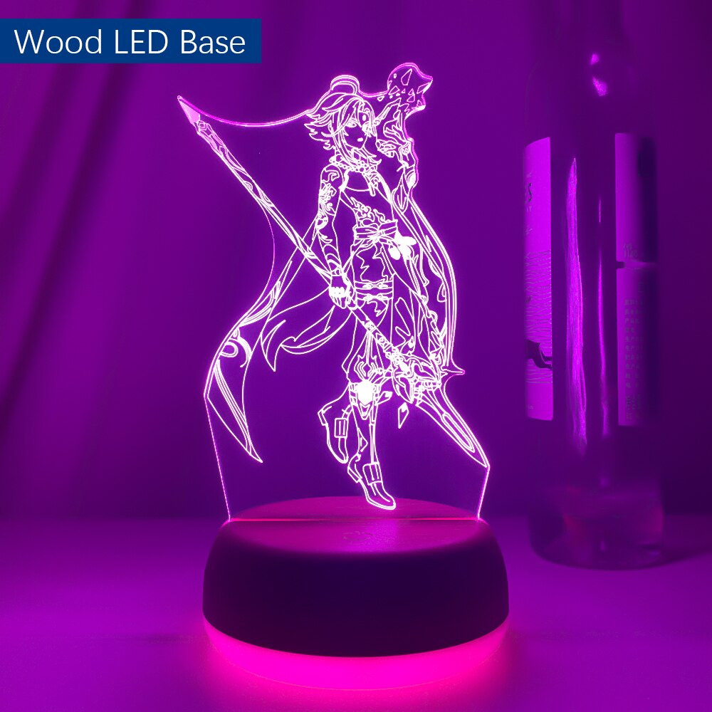 Genshin Impact Night Light 3D Illusion Anime Lamp for Bedroom Decor LED Light Atmosphere Bedside Night Lamps Genshin Kids Gift