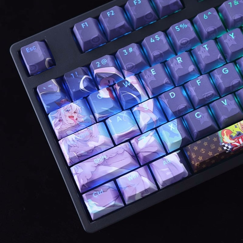 108 Keys/set Bowsette Keycap PBT Dye Subbed Backlit Keycaps Anime Gaming Key Caps For ANSI 61 87 104 108 Keyboard Cherry Profile