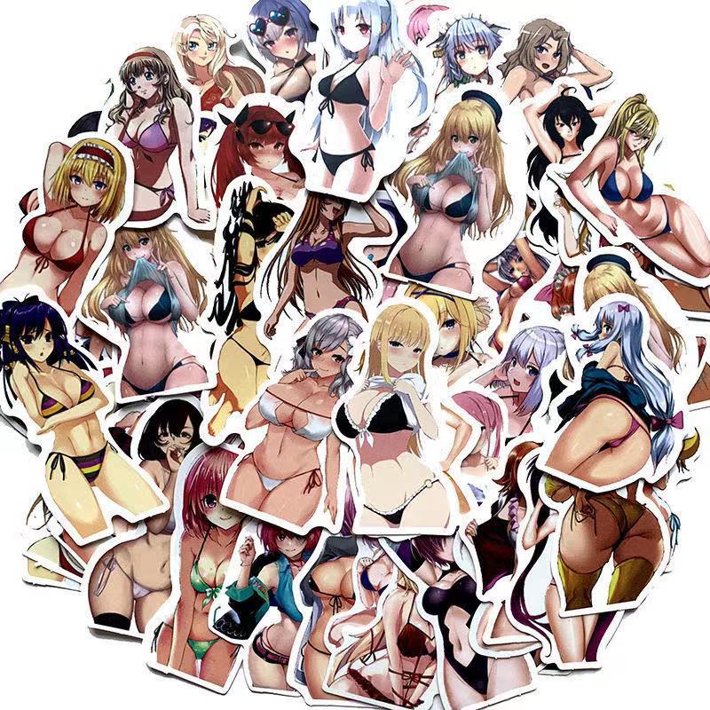 50pcs Kawai anime Decal Stickers | beauty girl Waifu stickers Decal Stickers | For  suitcase laptop Car Truck Waterproof Car stickers