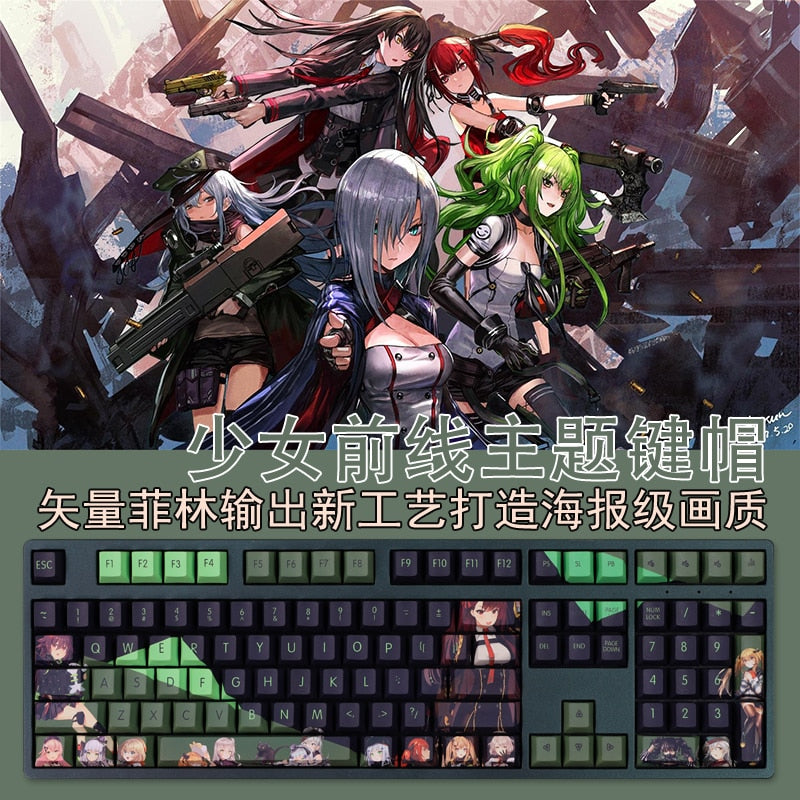 108 Keys/set PBT Dye Subbed Keycaps 2 Dimensional Cartoon Anime Gaming Key Caps Cherry Profile Keycap For Girls Frontline