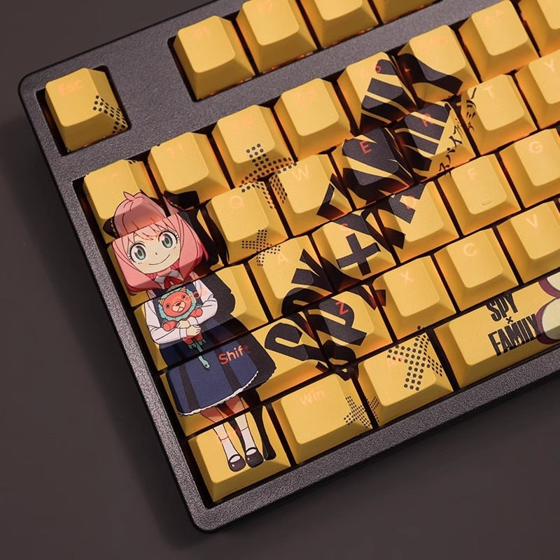 108 Keys/set SPY×FAMILY Anya Forger Keycap PBT Dye Sub Backlit Keycaps Cartoon Anime Gaming Key Caps For ANSI 61 87 104 108