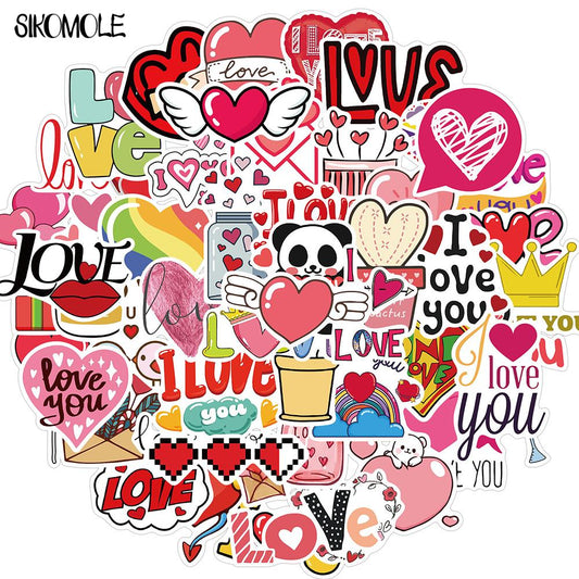 10/30/50PCS Couple Stickers Valentine's Day I LOVE YOU Phone Guiter Motorcycle Skate Bike Helmet VSCO Girl Decals Stickers F5