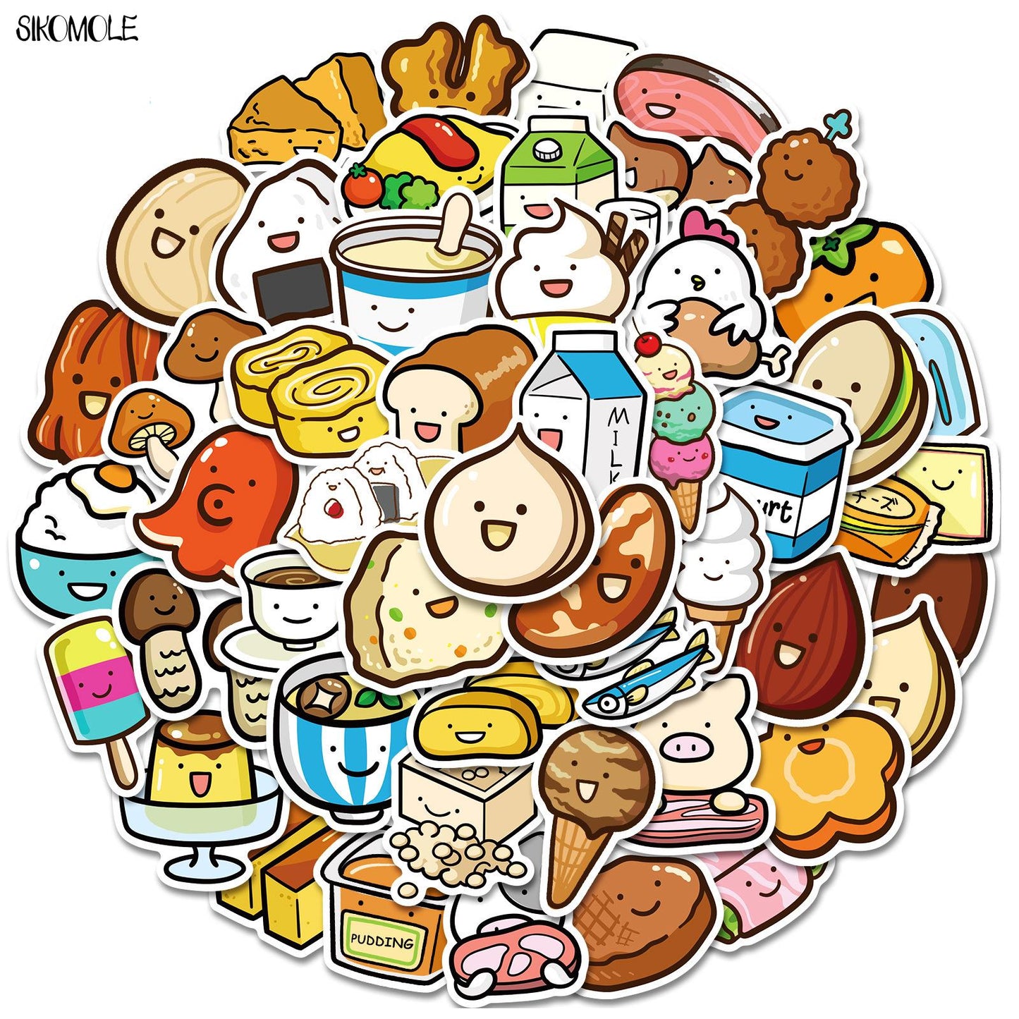 10/30/50PCS Cartoon Fruit And Vegetable Dessert Food Stickers Cute Children's Early Education DIY Toy Laptop Reward Sticker F5