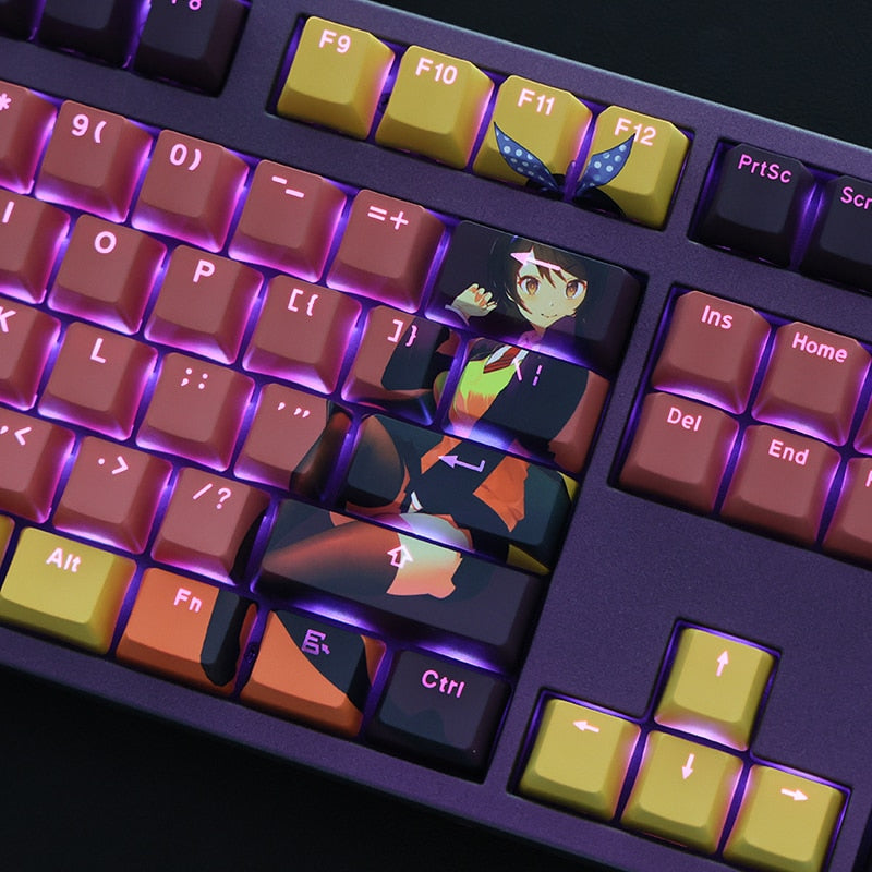 108 Keys PBT Dye Subbed Keycaps Two Dimensional Cartoon Anime Gaming Key Caps OEM Profile Backlit Keycap