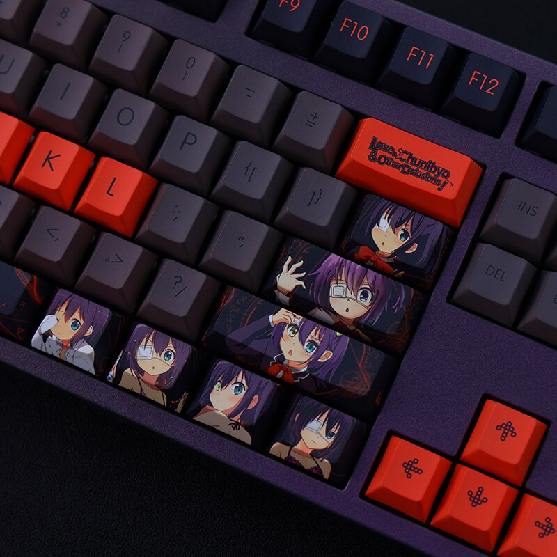 1 Set PBT Dye Subbed Keycaps Two Dimensional Anime Key Caps Cherry Profile Keycap For Chunibyo Other Delusions Takanashi Rikka