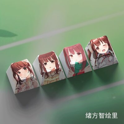 4 Keys/set THE IDOLMASTER Keycaps PBT Dye Sublimation Key Caps For MX Switches Cherry Profile Anime Cartoon Keycap