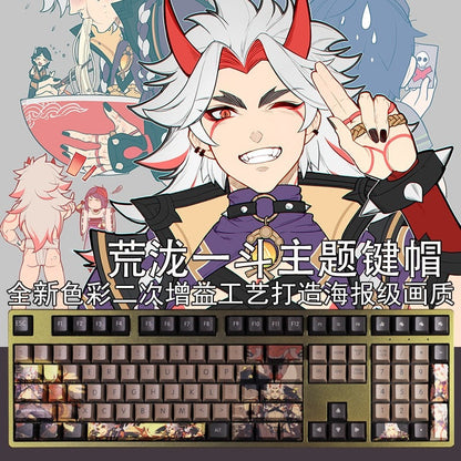 108 Keys/set 5 Sides PBT Dye Subbed Keycaps Cartoon Anime Gaming Key Caps Cherry Profile Keycap For Genshin Impact Arataki Itto