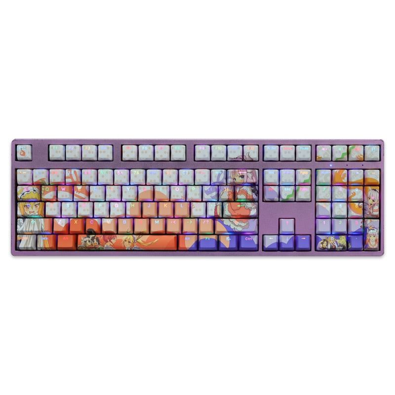 108 Keys/set 5 Sides PBT Dye Subbed Keycaps Cartoon Anime Gaming Key Caps Backlit Keycap For Miss Kobayashi's Dragon Maid