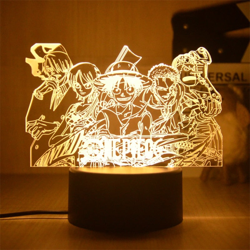 Anime One Piece Luffy Figure 3D Illusion LED Night Light Nightlight Touch Flash Light Desk Model Figure Toys