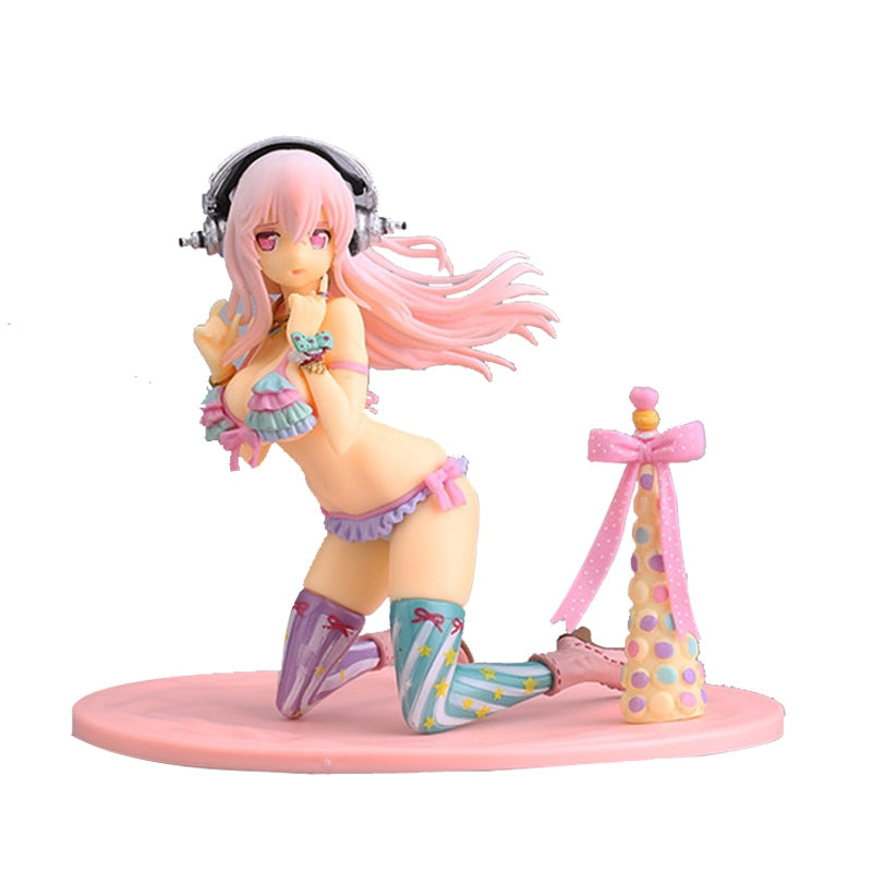 Japan SUPERSONICO Anime Figure Sexy Swimsuit Colorful Candy Kawaii Doll Kneeling PVC 13CM Desktop Collection Decorative Gift Toy