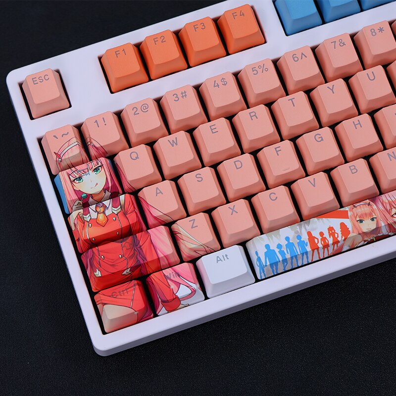 108 Keys PBT Dye Subbed Keycaps 2 Dimensional Cartoon Anime Gaming Key Caps OEM Profile Backlit Keycap For Darling in the Franxx