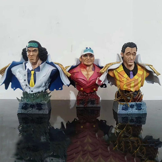 16cm One Piece Figure Three Admirals of The Navy Sakazuki Kuzan Borsalino Action Figure Bust Portrait PVC Collection Model Toys