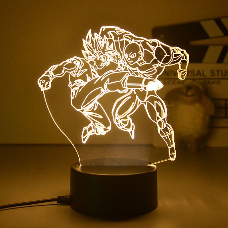 Dragon Ball Z Figure LED Night Light Vegeta Super Saiyan 3D Lamp Figure Goku Jiren Broly Warm white Table Lamp Toys Gifts