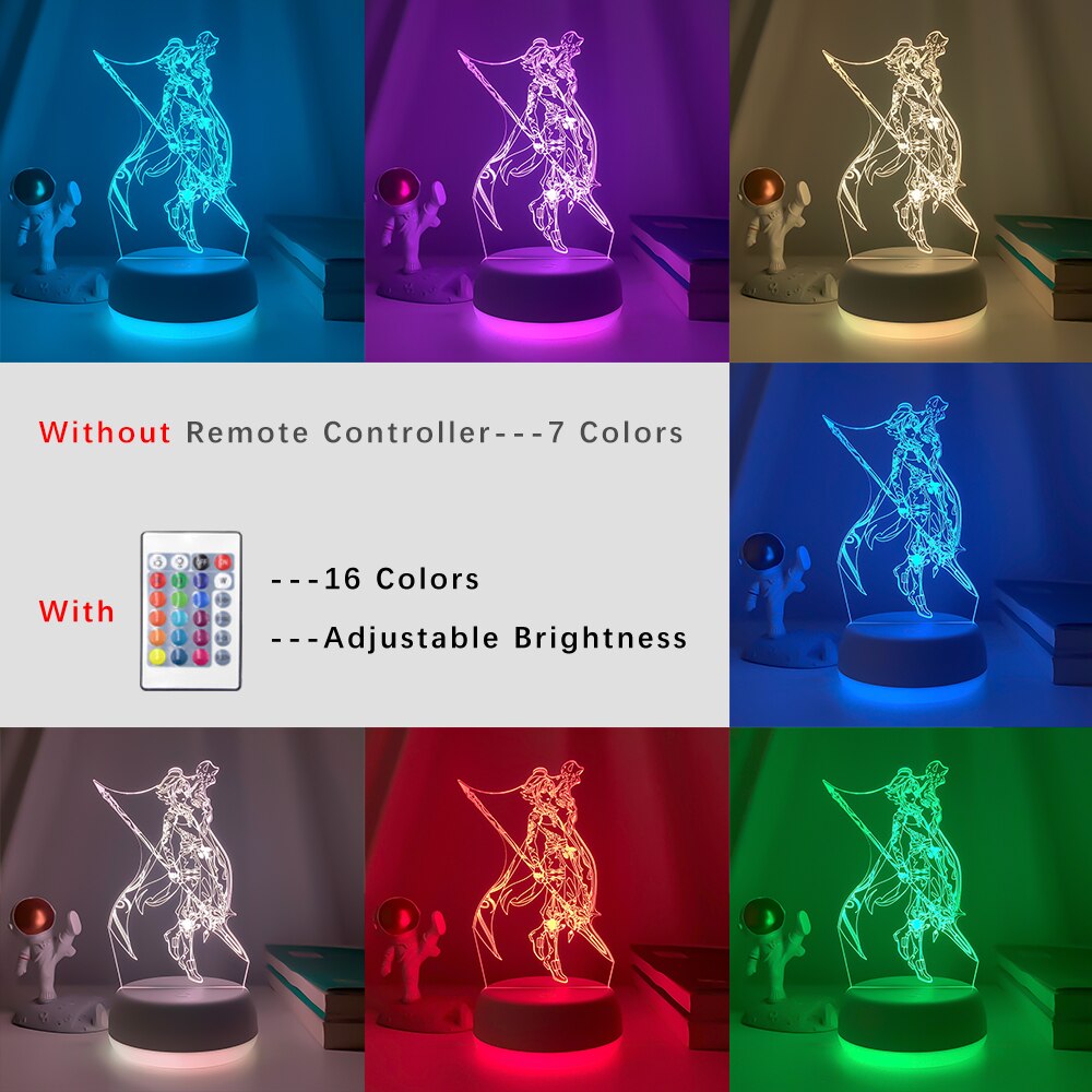 New Genshin Impact Night Light 3D Illusion Lamps Hutao Hot Game Light for Bedroom Decor LED Lights Atmosphere Bedside Kids Gifts