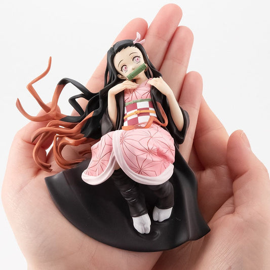 Mini Nezuko Figure Demon Slayer Kimetsu No Yaiba One More Palm Size Nezuko Kamado Chan Action Figure PVC Car Model Toys