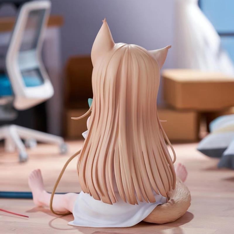 Japanese anime characters Fox Girl 13cm Facial replaceable Sitting Figure Cat Ear Anime Girl Kawaii Model Dolls box-packed