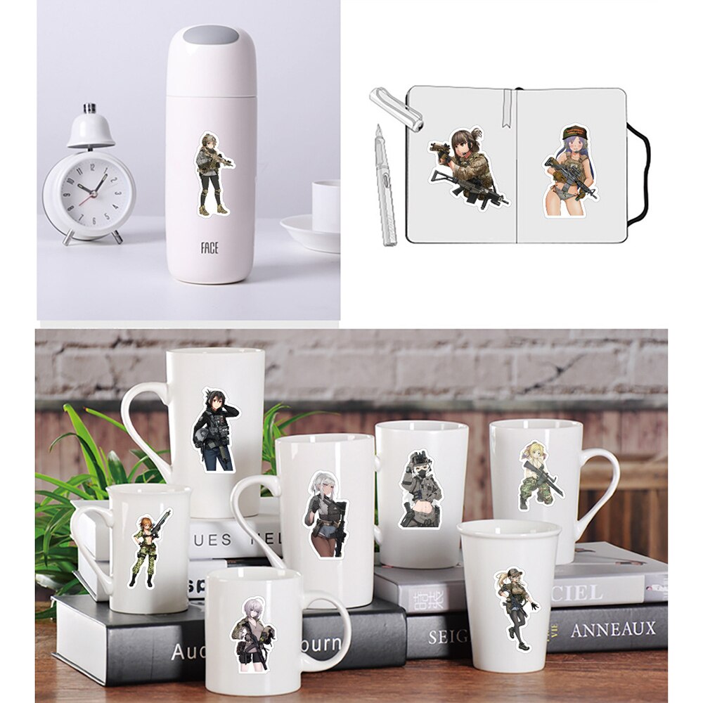 10/30/50PCS Cute Camouflage Female Soldier Stickers Cool Cartoon Graffiti Decals DIY Phone Luggage Car Laptop Sticker Toys Gifts