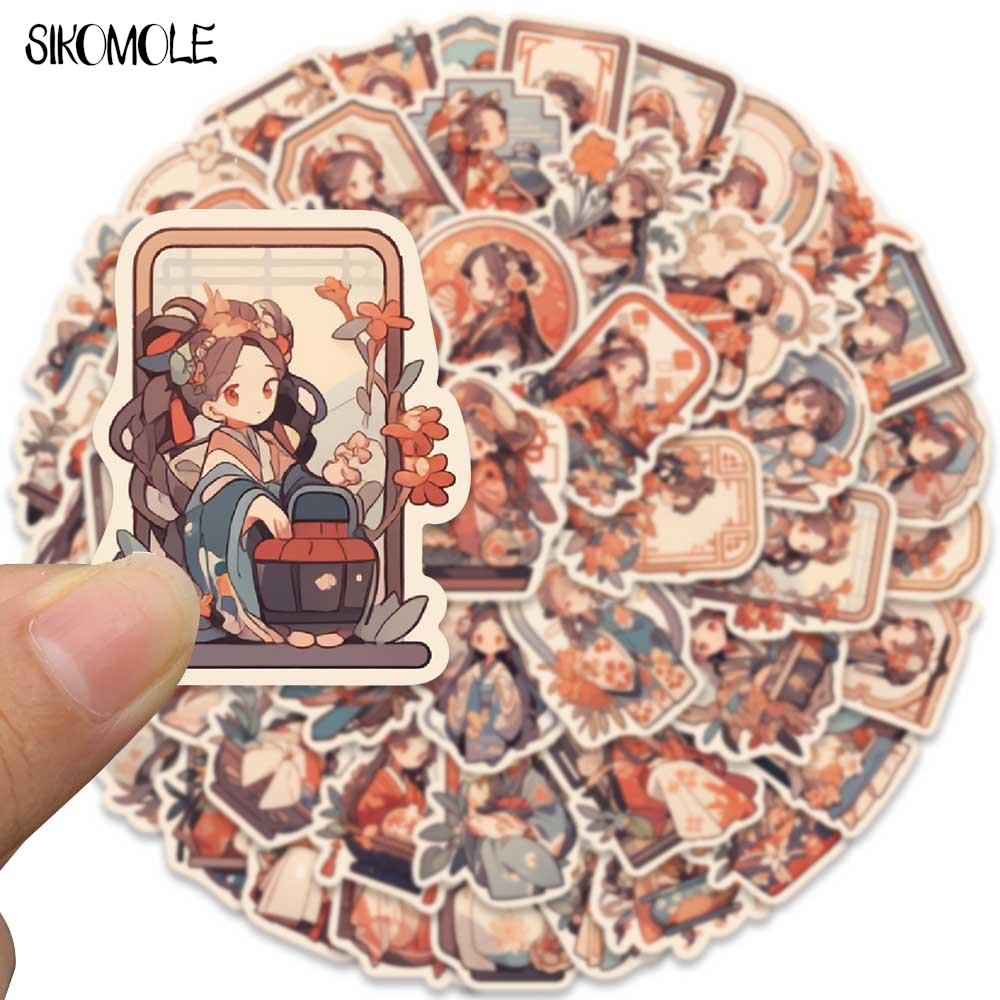 10/30/50PCS Cartoon Kimono Girl Cute Anime Stickers Orange Kawaii DIY Suitcase Skateboard Laptop Luggage Graffiti Sticker Decals