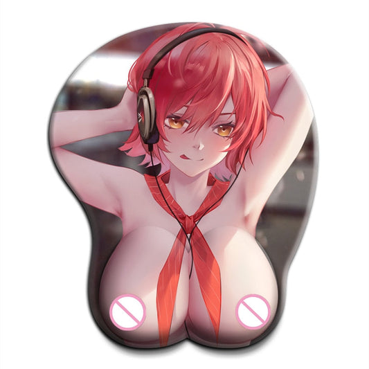 Arknights 3D Boobs Mouse Pad Exusiai Kawaii Anime Sexy Ark Mousepad with Wrist 3D Big Oppai Silicone Gel Desk Mat