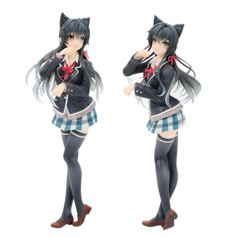 Anime My Youth Romantic Comedy Is Wrong Yukinoshita Yukino Figure 20cm PVC Standing Uniform Cat Ear Model Toys Doll Gift