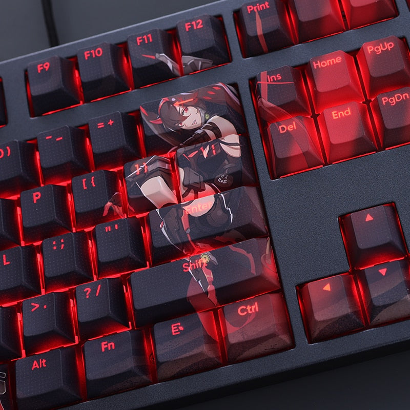 108 Keys/set GRAY RAVEN PUNISHING Lucia Keycap PBT Dye Subbed Backlit Keycaps Anime Gaming Key Caps For ANSI 61 87 104 108