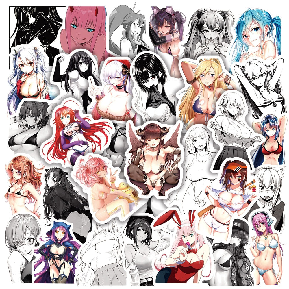 50pcs anime Decal Stickers | Hot girl Waifu stickers Decal Stickers | For  suitcase laptop Car Truck Waterproof Car stickers