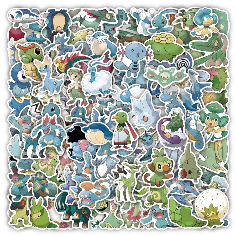 50/100pcs Cute Cartoon Pokemon Anime Stickers Pikachu Decals Motorcycle Laptop Phone Case Car Waterproof Sticker Kid Classic Toy