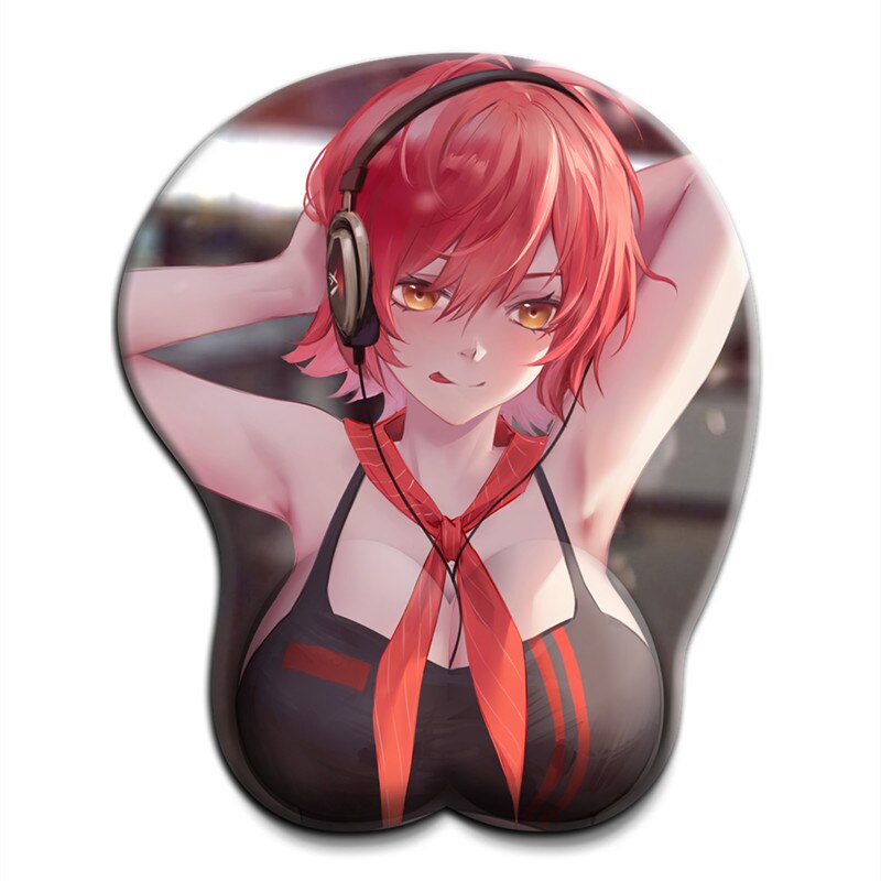 Arknights 3D Boobs Mouse Pad Exusiai Kawaii Anime Sexy Ark Mousepad with Wrist 3D Big Oppai Silicone Gel Desk Mat