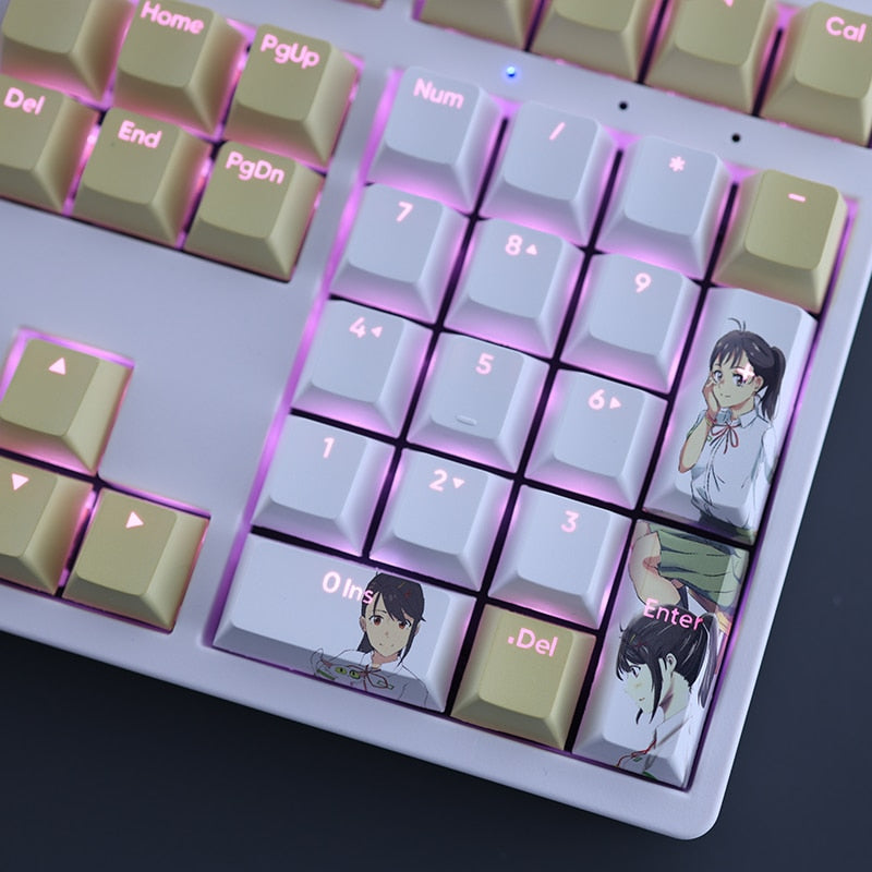 108 Keys/set Suzume No Tojimari Keycap PBT Dye Subbed Backlit Keycaps Anime Gaming Key Caps For ANSI 61 87 104 108 Keyboard