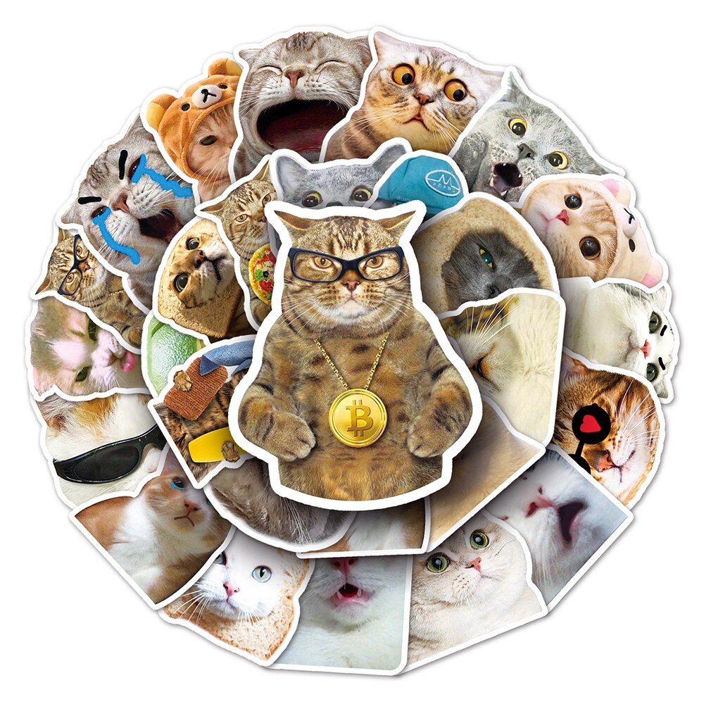 10/30/50pcs Funny Animal Cat MEME Stickers for Kids Cartoon Decals DIY Phone Case Laptop Luggage Kawaii Joke Sticker Wholesale