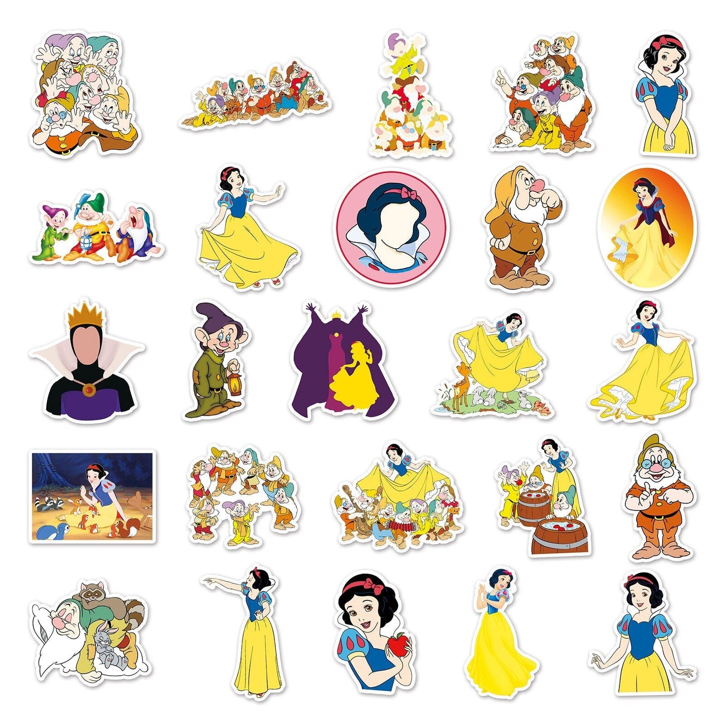 10/30/50pcs Anime Disney Cartoon Snow White and the Seven Dwarfs Graffiti Stickers Decals Scrapbook Laptop Sticker for Kids Toys