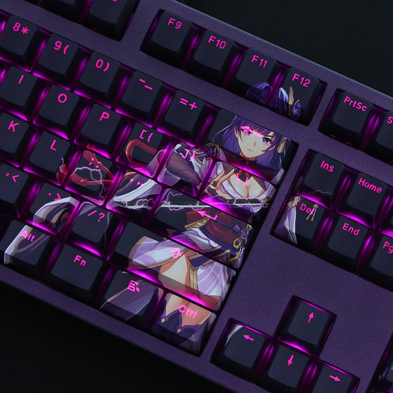 108 Keys PBT Dye Subbed Keycaps Cartoon Anime Gaming Key Caps OEM Profile Backlit Keycap For Genshin Impact Beelzebul