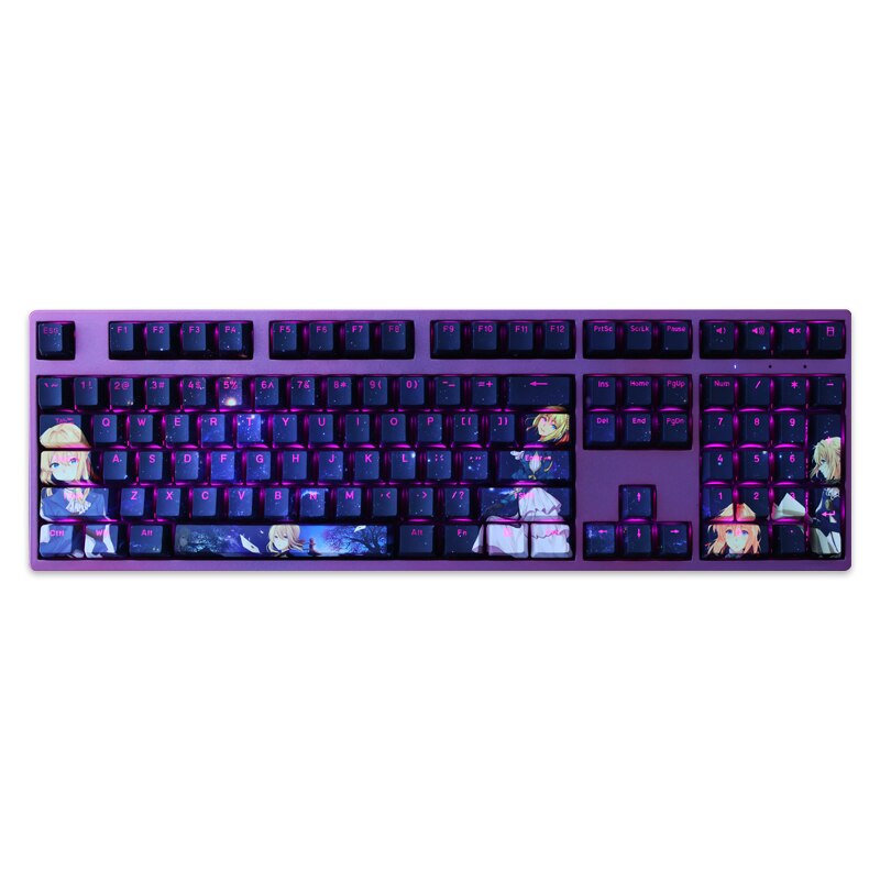 108 Keys/set PBT Dye Subbed Keycaps Cartoon Anime Gaming Key Caps OEM Profile Backlit Keycap For Violet Evergarden