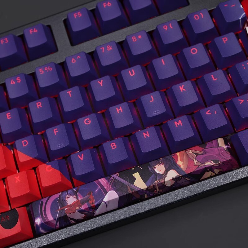 108 Keys/set Honkai Impact 3 Herrscher Of Thunder PBT Dye Subbed Backlit Keycaps Anime Gaming Key Caps For 61 87 104 108 Layout