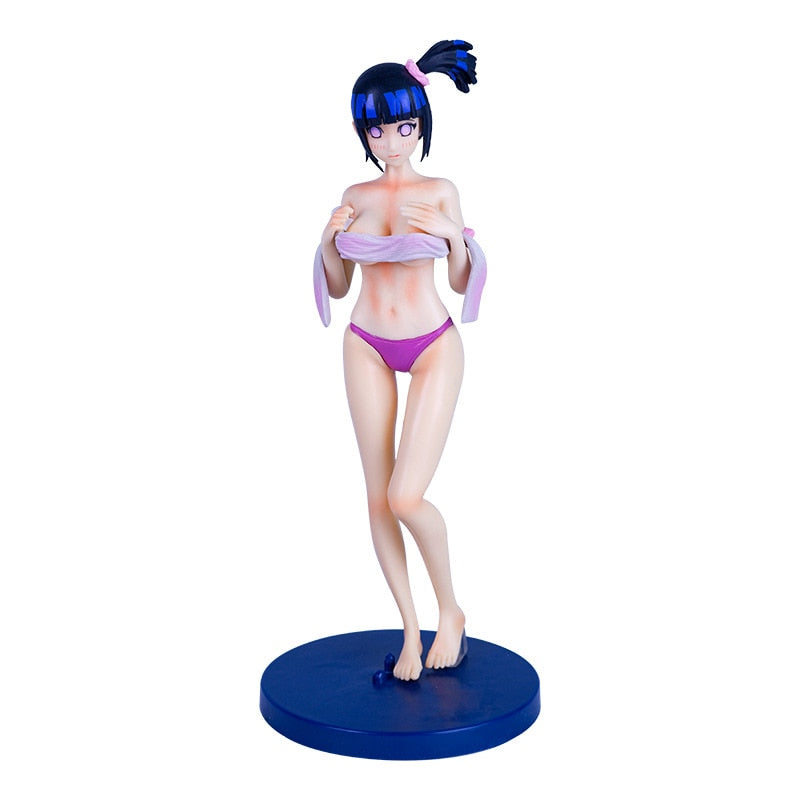 24cm Anime Naruto Action Figure Hyuuga Hinata Bathhouse Towel Swimsuit Sexy Girl Figurine PVC Collectible Model Toy Kid Gift