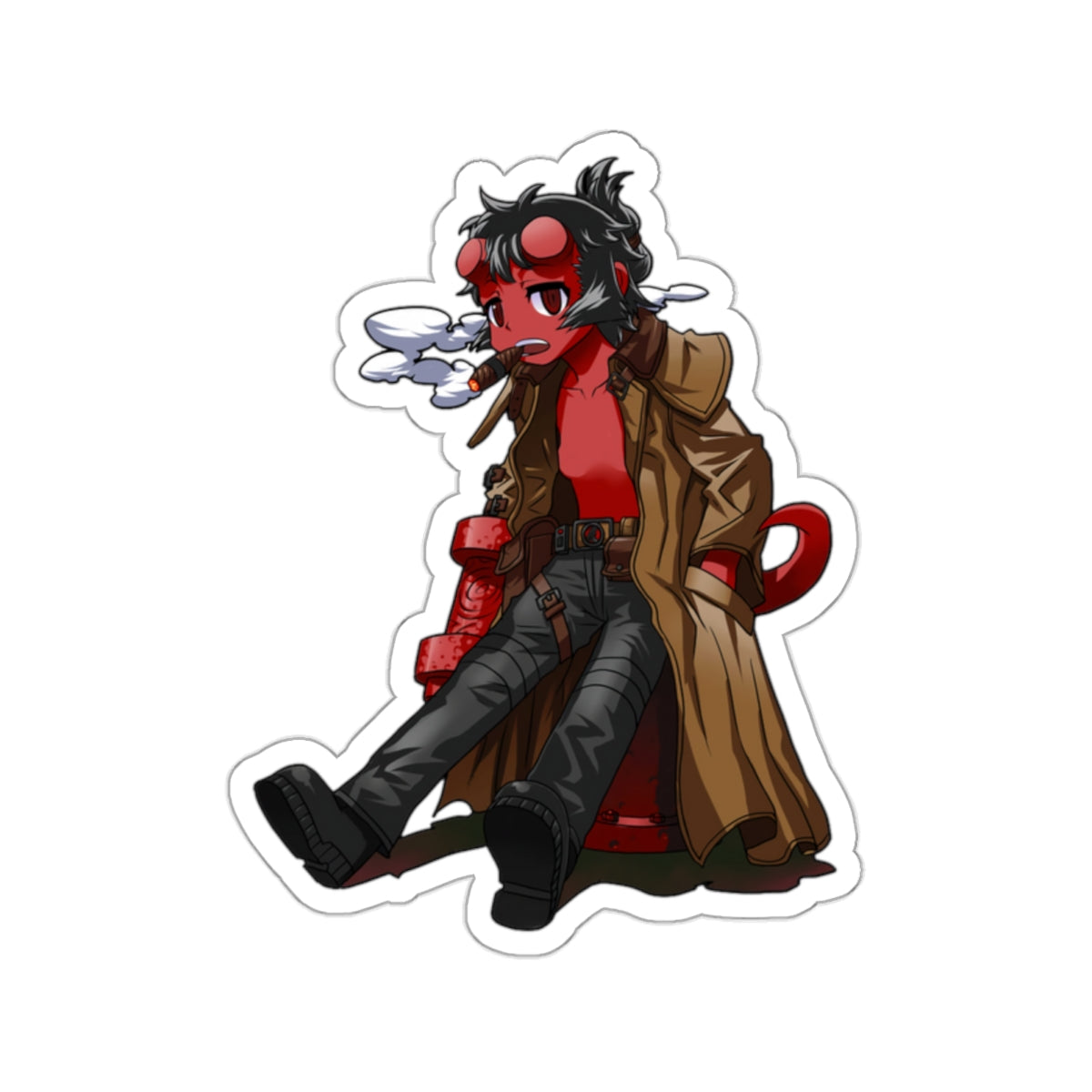 Chibi Kawaii Hellboy Waterproof Sticker - Weatherproof Vinyl Car Decal