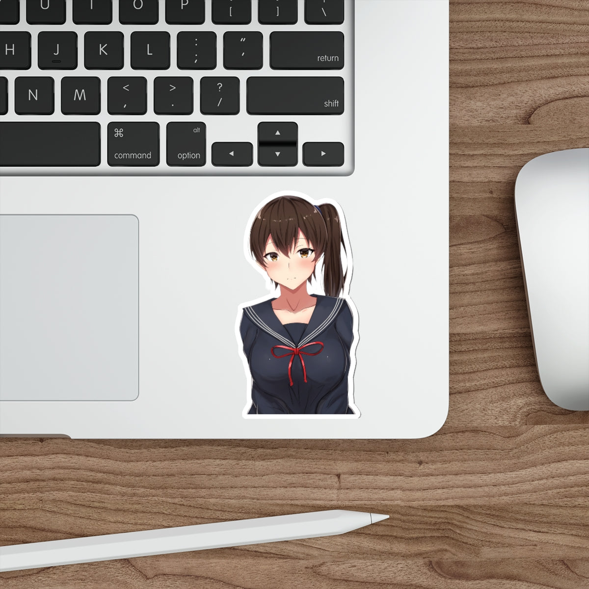 Busty School Girl Kaga Kantai Collection Waterproof Sticker - Weatherproof Vinyl Car Decal