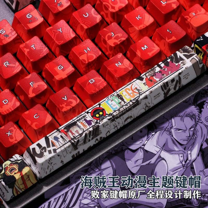 One Piece anime keycaps - 1 Set PBT 5 Sides Dye Sublimation Keycaps - Two Dimensional Key Caps For One Piece Luffy - Cherry Profile