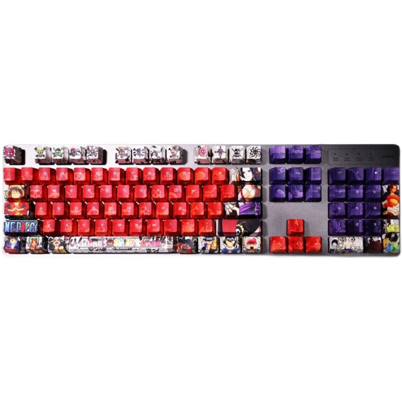 One Piece anime keycaps - 1 Set PBT 5 Sides Dye Sublimation Keycaps - Two Dimensional Key Caps For One Piece Luffy - Cherry Profile