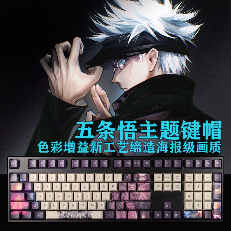 Gojo Satoru key caps - Jujutsu kaisen PBT 5 Sides Dye Sublimation Keycaps - Two Dimensional Cartoon Anime Key Caps - For Cherry Profile