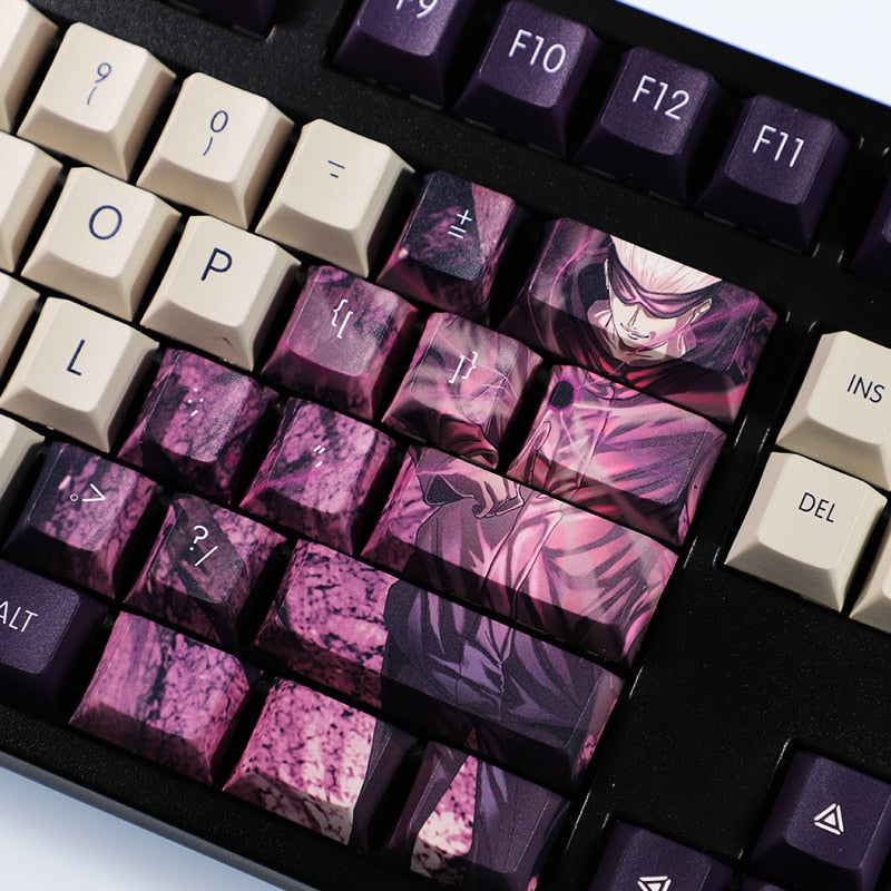 Gojo Satoru key caps - Jujutsu kaisen PBT 5 Sides Dye Sublimation Keycaps - Two Dimensional Cartoon Anime Key Caps - For Cherry Profile