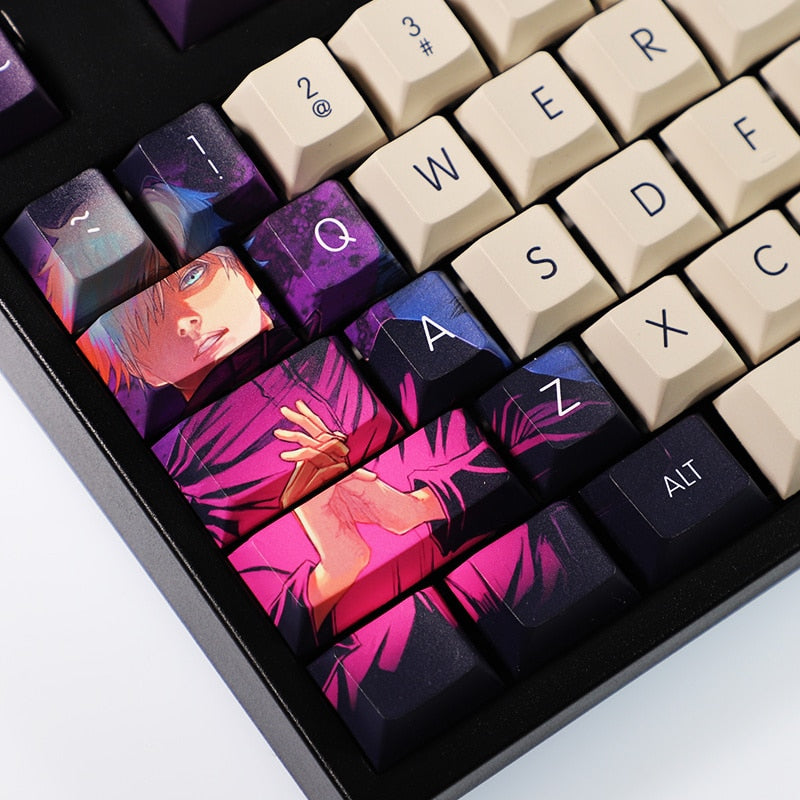 Gojo Satoru key caps - Jujutsu kaisen PBT 5 Sides Dye Sublimation Keycaps - Two Dimensional Cartoon Anime Key Caps - For Cherry Profile