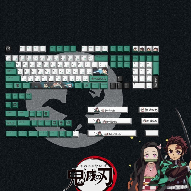 Demon Slayer key caps Cherry Profile PBT Dye Sublimation Mechanical Keyboard Key Cap Animated personality keycap For MX Switch